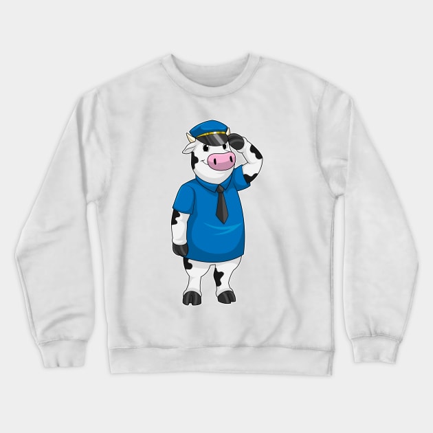 Cow as Police officer with Police hat Crewneck Sweatshirt by Markus Schnabel